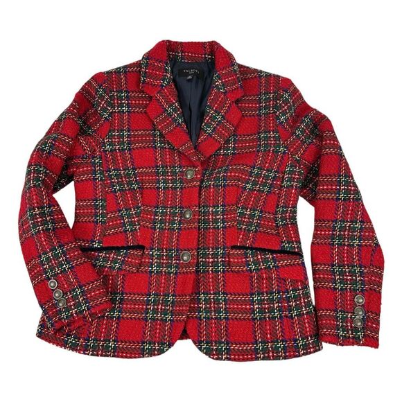 Talbots Holiday Plaid Blazer size 6P Red - Picture 2 of 11